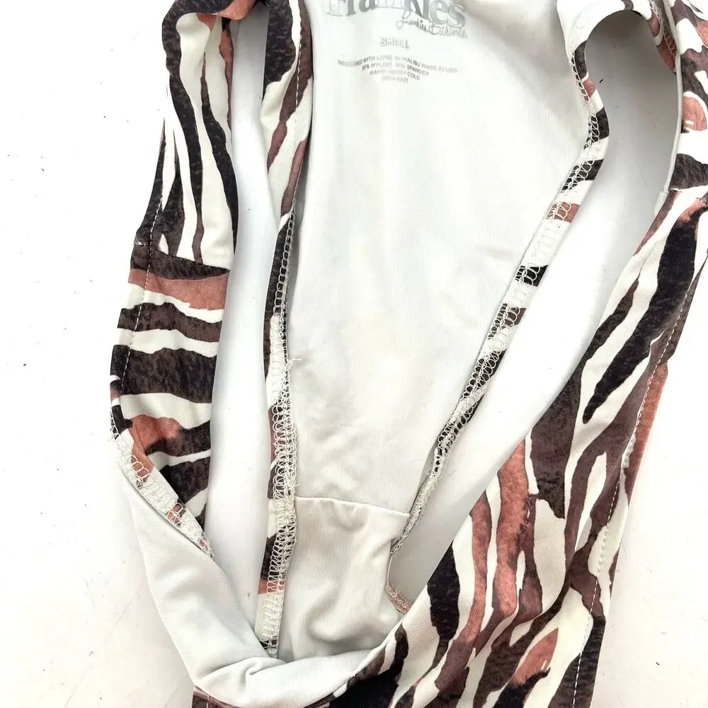 Frankies Bikinis Stormy Top M Kenza Bottom S Brown Zebra Animal Print Bikini Set